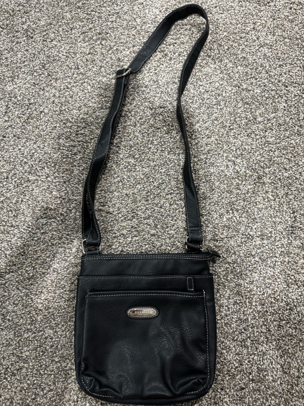 Rosetti New York black vinyl crossbody bag adjustable strap multi pocket